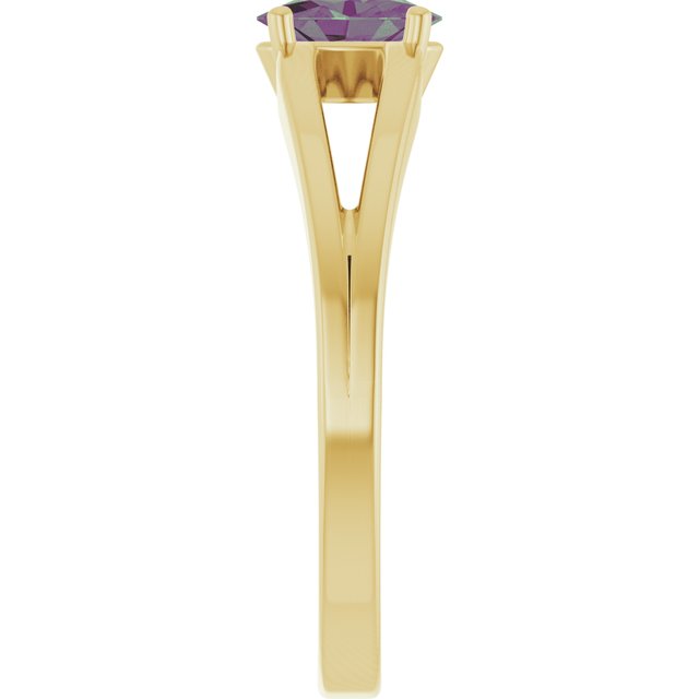 Oval Lab-Grown Alexandrite Youth Ring in Yellow Gold