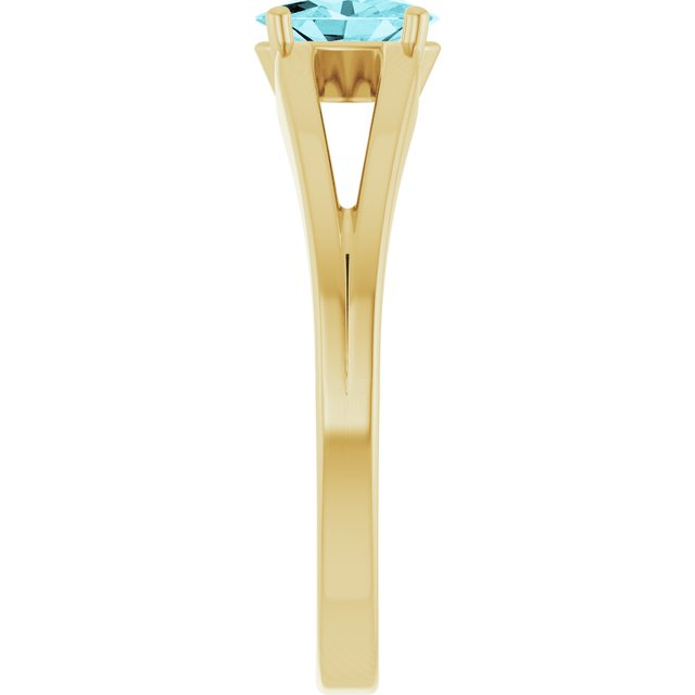 Oval Blue Zircon Youth Ring in Yellow Gold