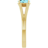 Oval Blue Zircon Youth Ring in Yellow Gold