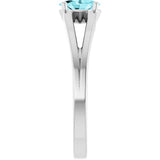 Oval Blue Zircon Youth Ring in White Gold