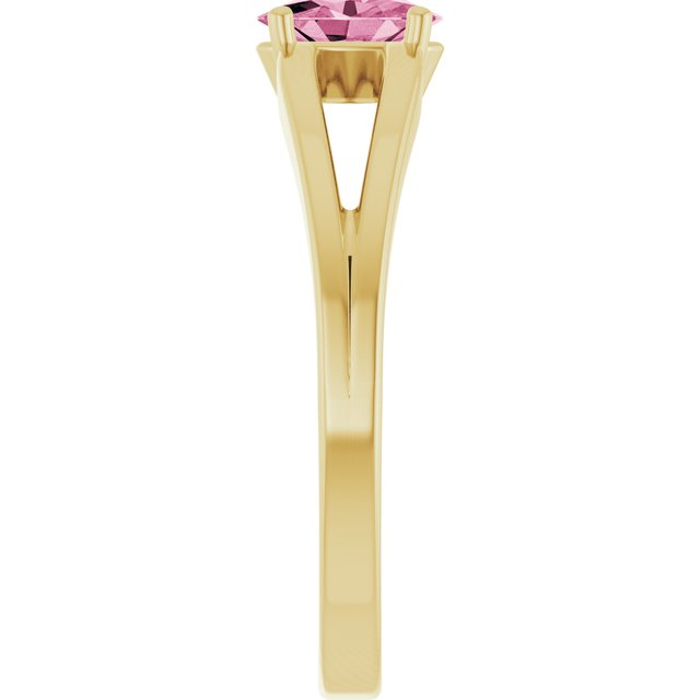 Oval Pink Tourmaline Youth Ring in Yellow Gold