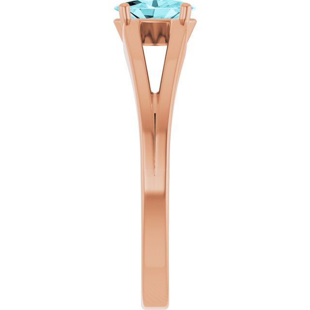 Oval Blue Zircon Youth Ring in Rose Gold