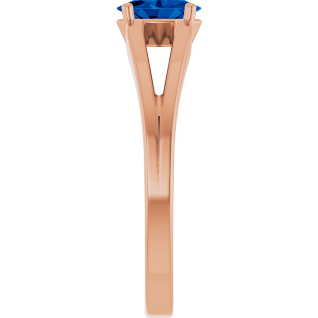 Oval Lab-Grown Blue Sapphire Youth Ring in Rose Gold