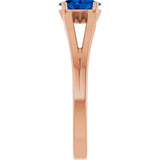 Oval Lab-Grown Blue Sapphire Youth Ring in Rose Gold