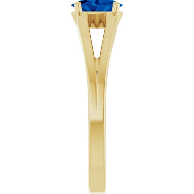 Oval Lab-Grown Blue Sapphire Youth Ring in Yellow Gold