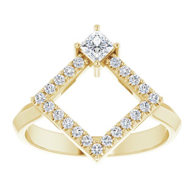 Square White Sapphire & Diamond Accented Ring in Yellow Gold