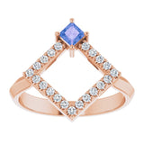 Square Tanzanite Accented Ring with Diamond Accents in Rose Gold
