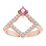 Square Pink Tourmaline & Diamond Accented Ring in Rose Gold