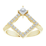 Square White Sapphire & Diamond Accented Ring in Yellow Gold
