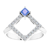 Square Tanzanite Accented Ring with Diamond Accents in White Gold