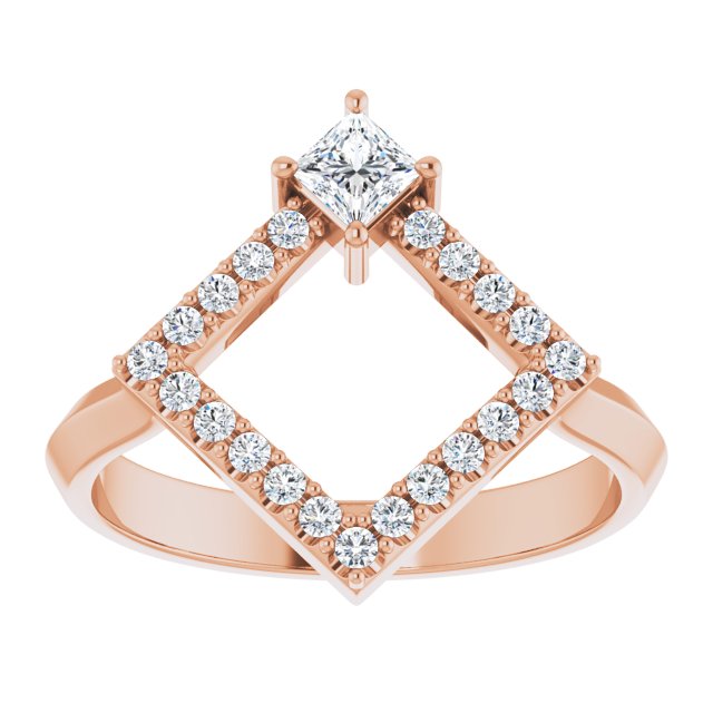 Square White Sapphire & Diamond Accented Ring in Rose Gold