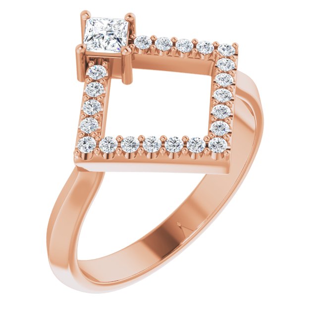 Square White Sapphire & Diamond Accented Ring in Rose Gold