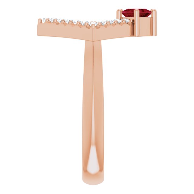 Square Ruby Accented Ring with Diamond Accents in Rose Gold