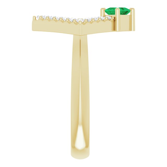 Square Emerald Accented Ring with Diamond Accents in Yellow Gold