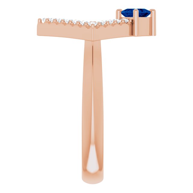 Square Blue Sapphire & Diamond Accented Ring in Rose Gold