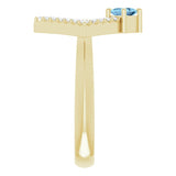 Square Aquamarine & Diamond Accented Ring in Yellow Gold