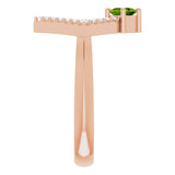 Square Peridot Accented Ring with Diamond Accents in Rose Gold