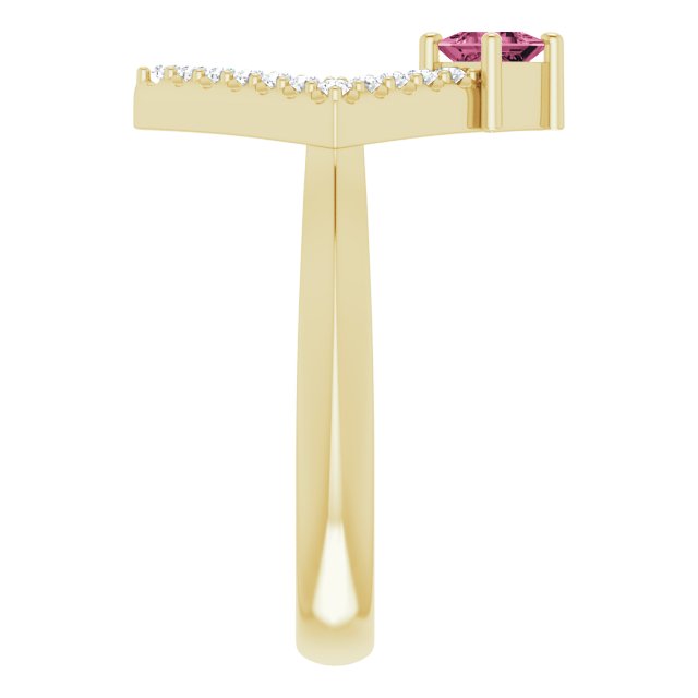 Square Pink Tourmaline & Diamond Accented Ring in Yellow Gold