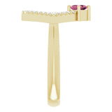 Square Pink Tourmaline & Diamond Accented Ring in Yellow Gold