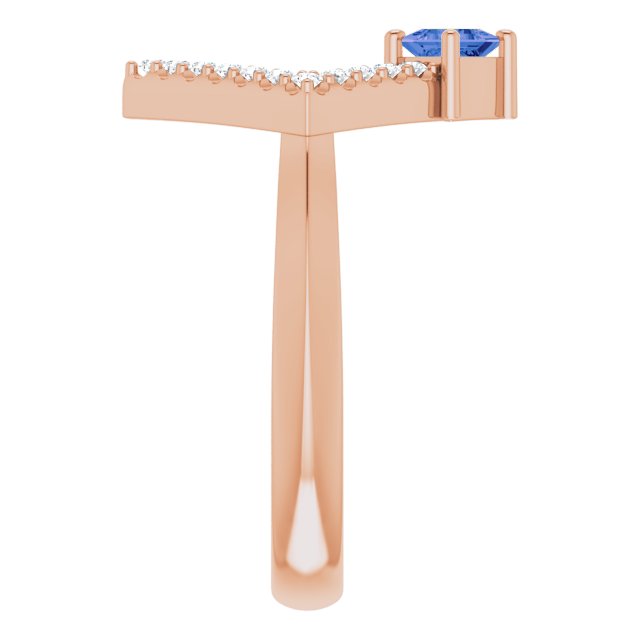 Square Tanzanite Accented Ring with Diamond Accents in Rose Gold