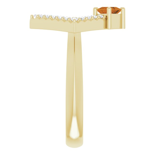 Square Citrine Accented Ring with Diamond Accents in Yellow Gold
