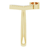 Square Citrine Accented Ring with Diamond Accents in Yellow Gold