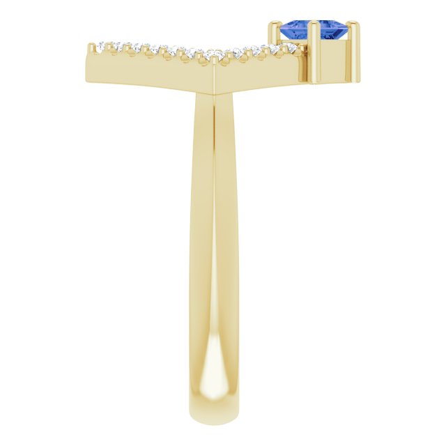Square Tanzanite Accented Ring with Diamond Accents in Yellow Gold