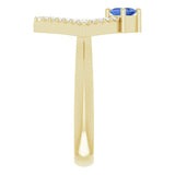 Square Tanzanite Accented Ring with Diamond Accents in Yellow Gold