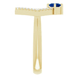 Square Blue Sapphire & Diamond Accented Ring in Yellow Gold