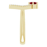 Square Ruby Accented Ring with Diamond Accents in Yellow Gold
