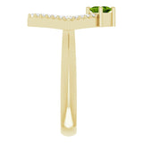 Square Peridot Accented Ring with Diamond Accents in Yellow Gold