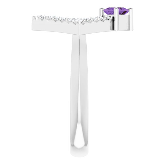 Square Amethyst Accented Ring with Diamond Accents in White Gold