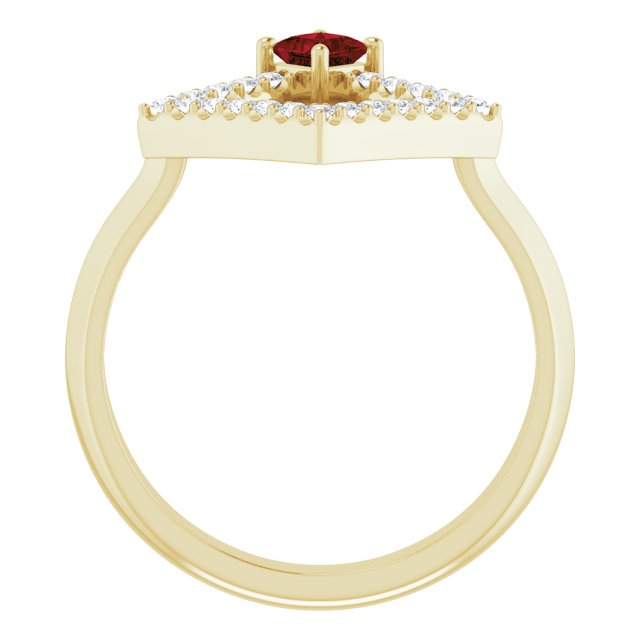 Square Mozambique Garnet & Diamond Accented Ring in Yellow Gold