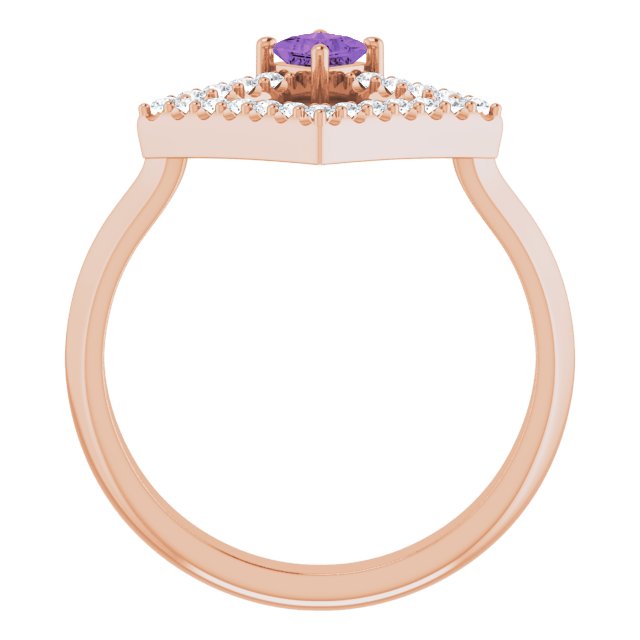 Square Amethyst Accented Ring with Diamond Accents in Rose Gold