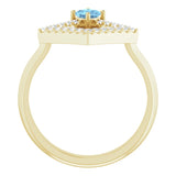Square Aquamarine & Diamond Accented Ring in Yellow Gold