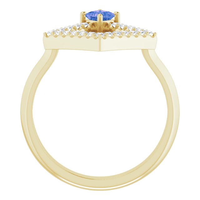 Square Tanzanite Accented Ring with Diamond Accents in Yellow Gold