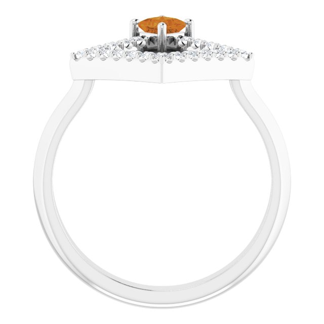 Square Citrine Accented Ring with Diamond Accents in White Gold