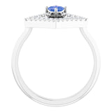Square Tanzanite Accented Ring with Diamond Accents in Platinum
