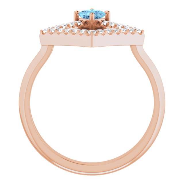 Square Aquamarine Accented Ring with Diamond Accents in Rose Gold
