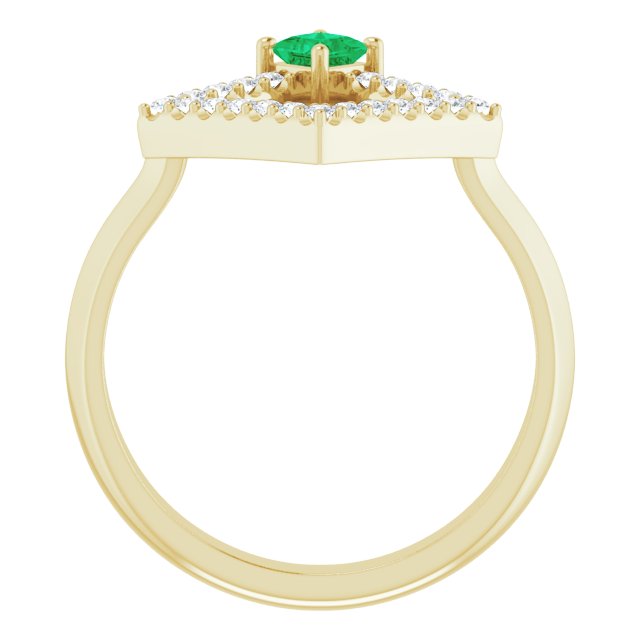 Square Emerald Accented Ring with Diamond Accents in Yellow Gold