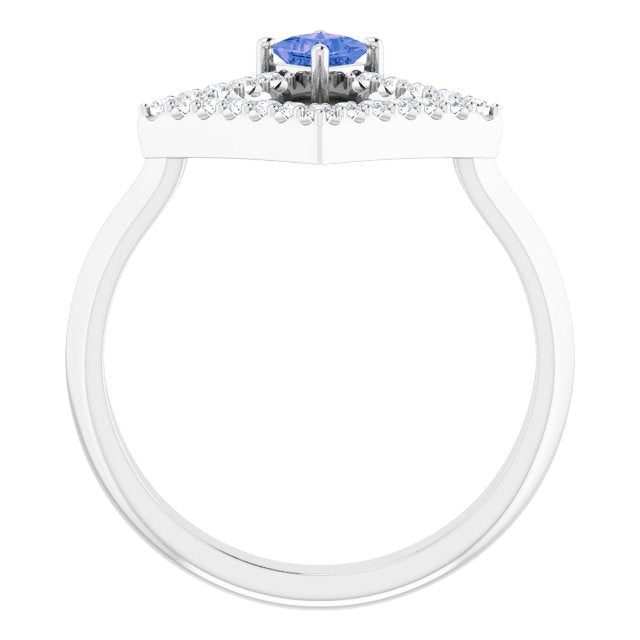 Square Tanzanite Accented Ring with Diamond Accents in White Gold