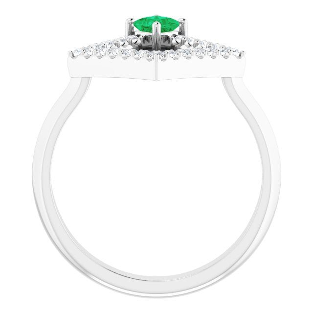 Square Emerald Accented Ring with Diamond Accents in Platinum