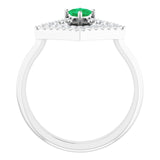 Square Emerald Accented Ring with Diamond Accents in Platinum