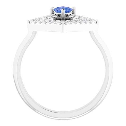 Square Tanzanite Accented Ring with Diamond Accents in White Gold