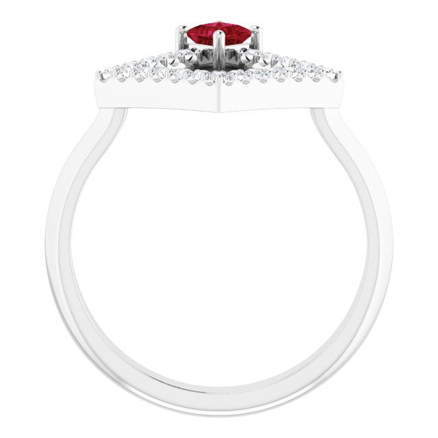 Square Ruby Accented Ring with Diamond Accents in Platinum