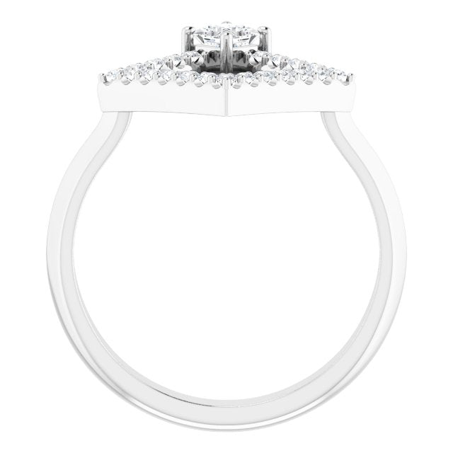 Square White Sapphire & Diamond Accented Ring in White Gold