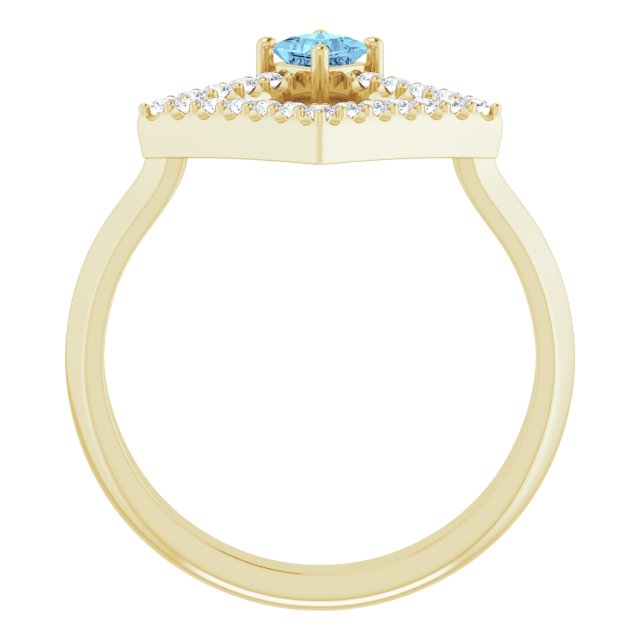 Square Aquamarine & Diamond Accented Ring in Yellow Gold