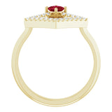 Square Ruby Accented Ring with Diamond Accents in Yellow Gold