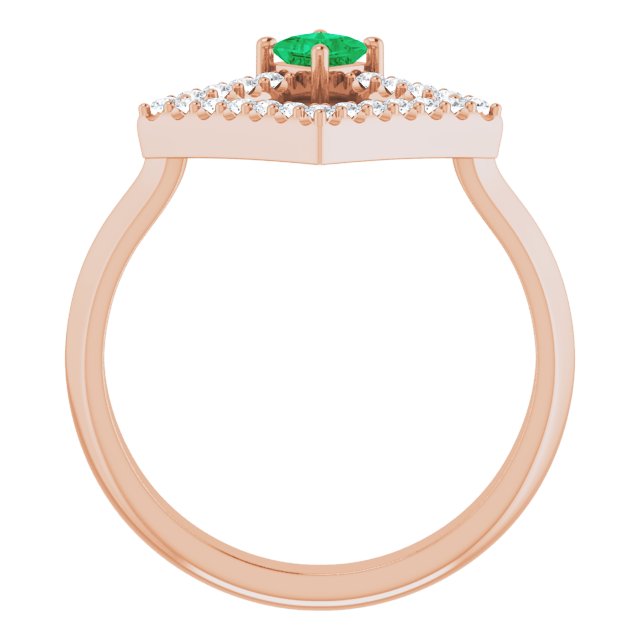 Square Emerald Accented Ring with Diamond Accents in Rose Gold