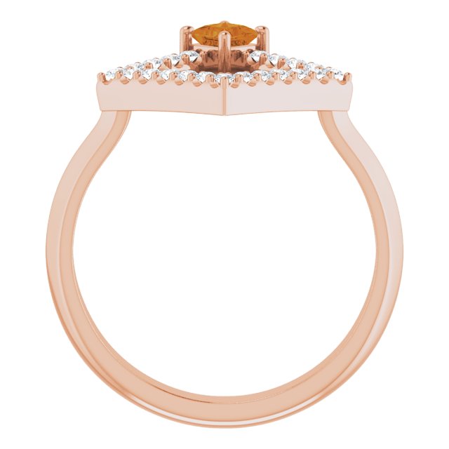 Square Citrine Accented Ring with Diamond Accents in Rose Gold